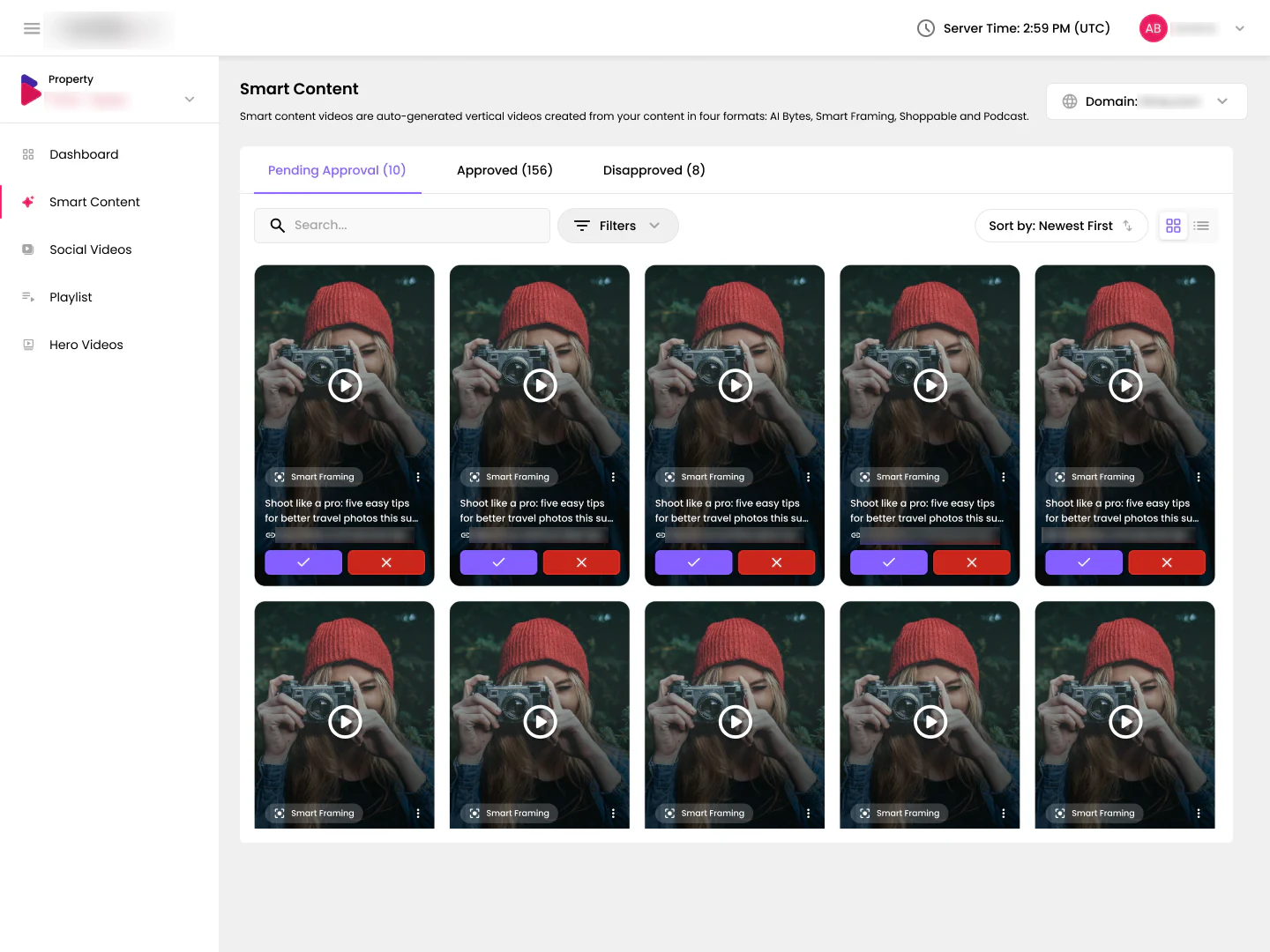 Toolbar with a single Filters menu and Sort by Newest First