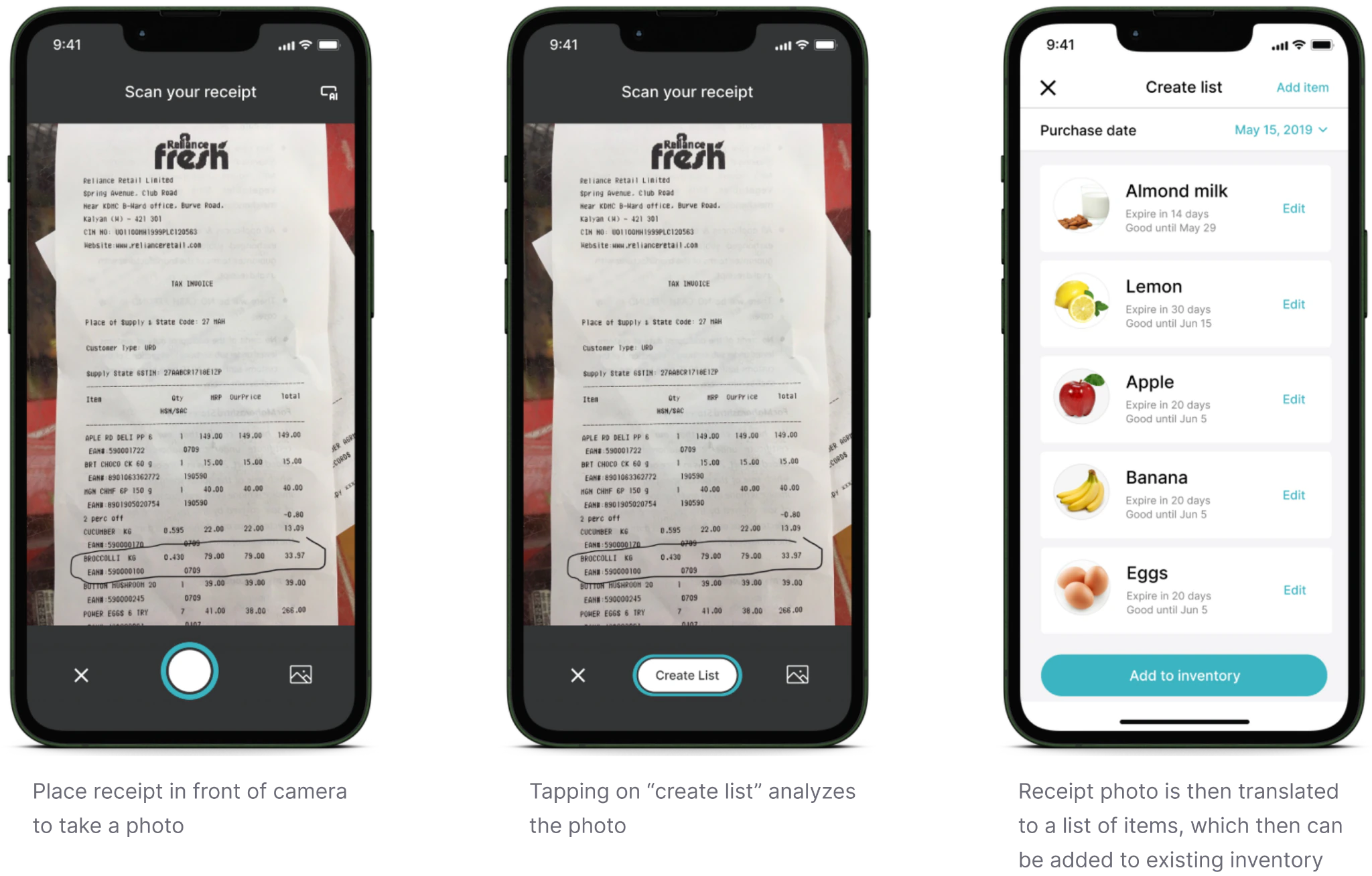 Scanning a grocery receipt