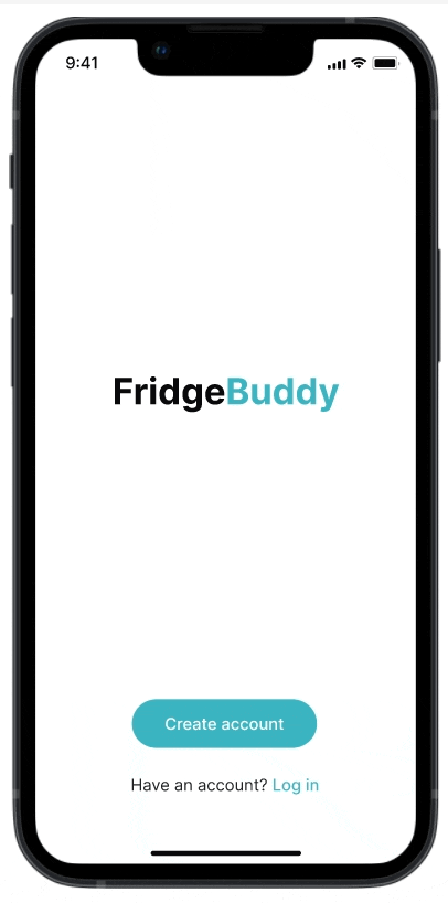 Animated prototype of the FridgeBuddy flow