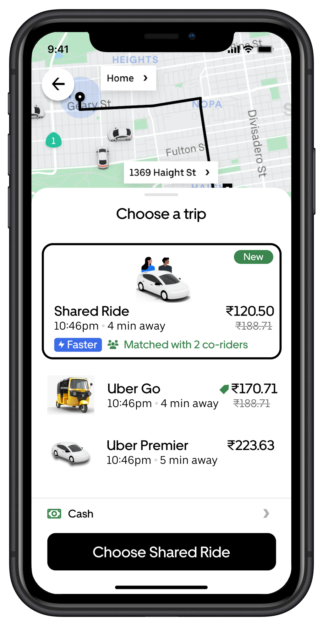 Instant matching with fare and passenger details